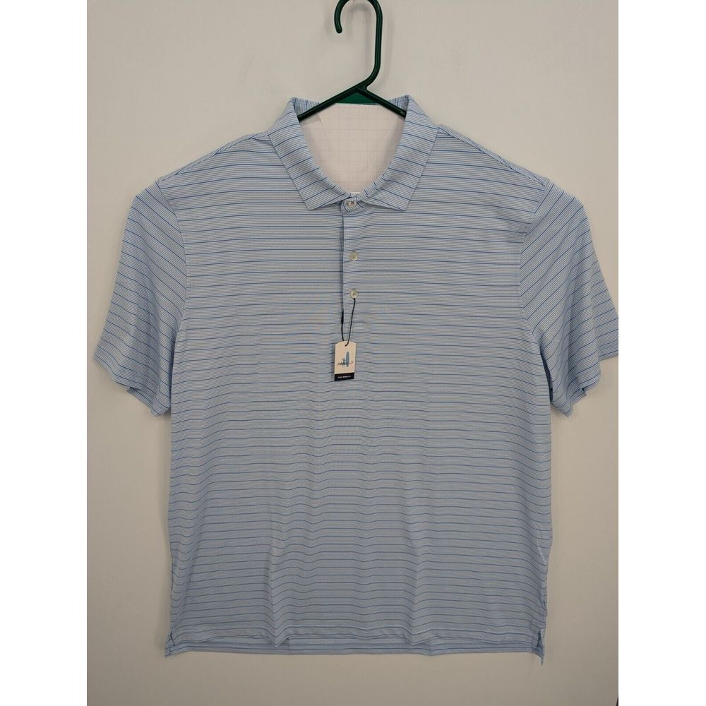 NEW Johnnie O Polo Men's XXL Kiawah Jersey Blue Striped Golf Performance Shirt